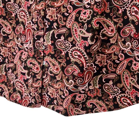 Woman Within Button Up Shirt Medium Brown Paisley Long Sleeve Soft - Picture 2 of 11